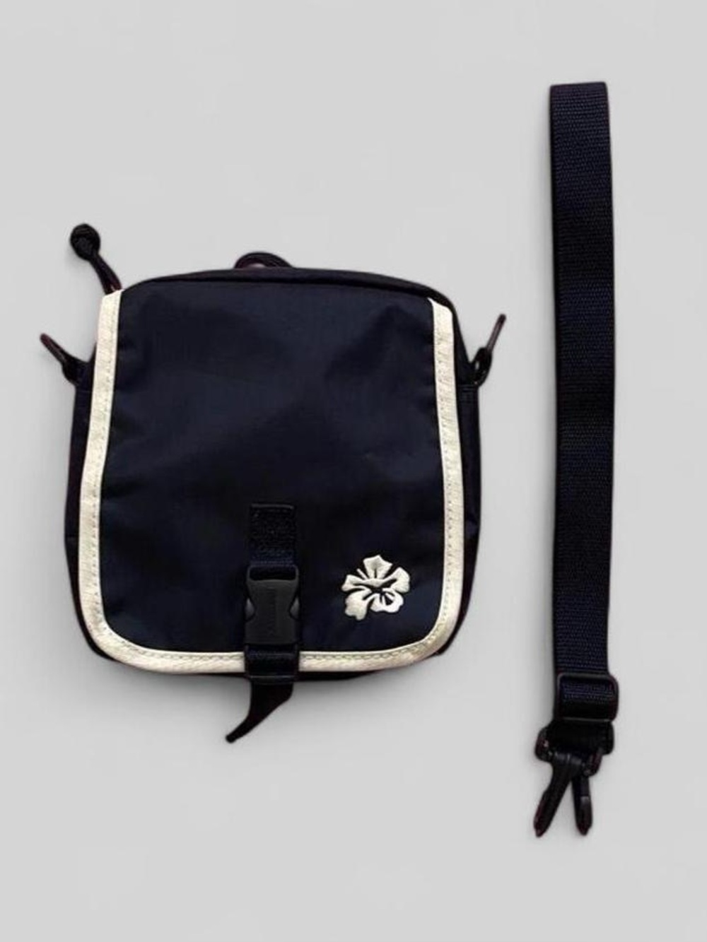 Eastsport Floral Embroidered Mini Crossbody Travel Bag Navy Blue